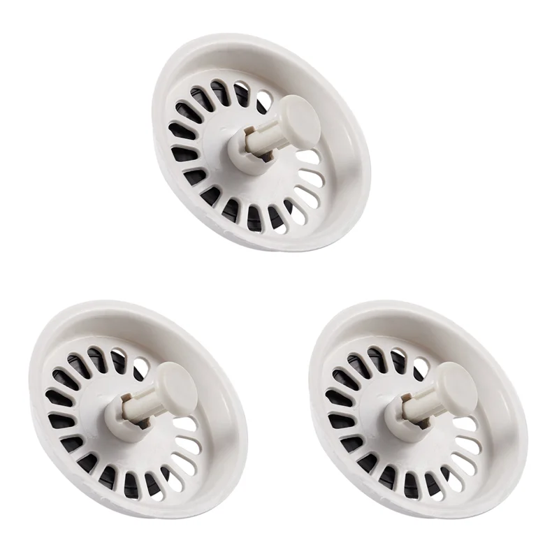

Y50A-3X Food Waste Stopper Spin Lock Sink Drain Strainer 3.1 Inch Dia White Black Plastic