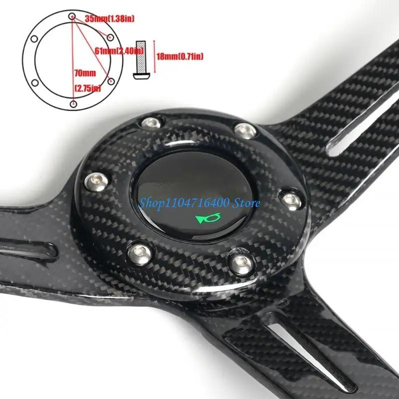 

y1gd 14 Inch ABS Carbon Fiber Steering Wheel Ergonomic Grip 6 Bolt Mounting