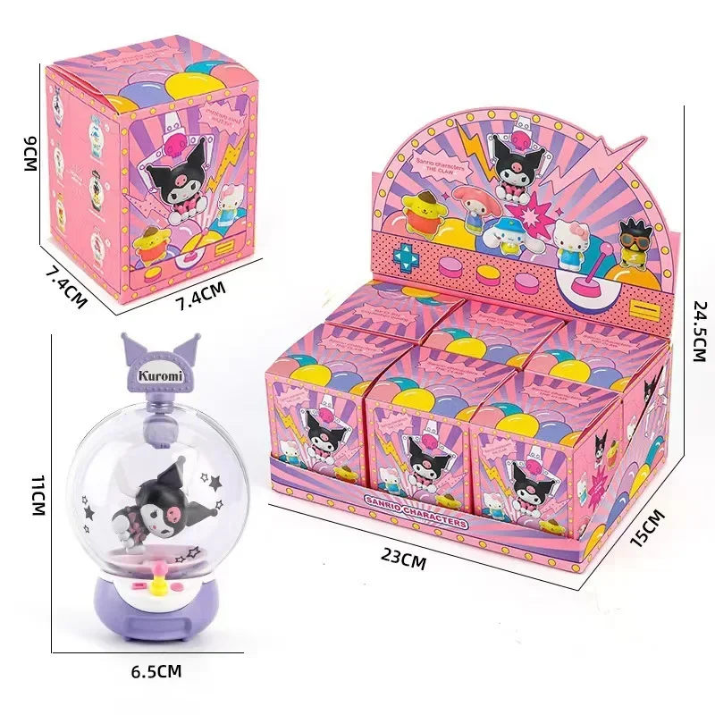 Sanrio Blind Box Clip Claw Machine Series Kuromi HelloKitty 6Pcs Model Animation Peripheral Decoration Kids Christmas Gift