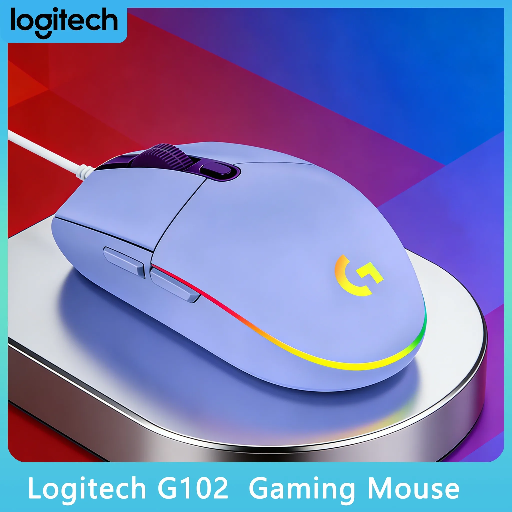 

Мышь Logitech G102 RGB с динамической подсветкой, 8000 DPI, легкая, проводная