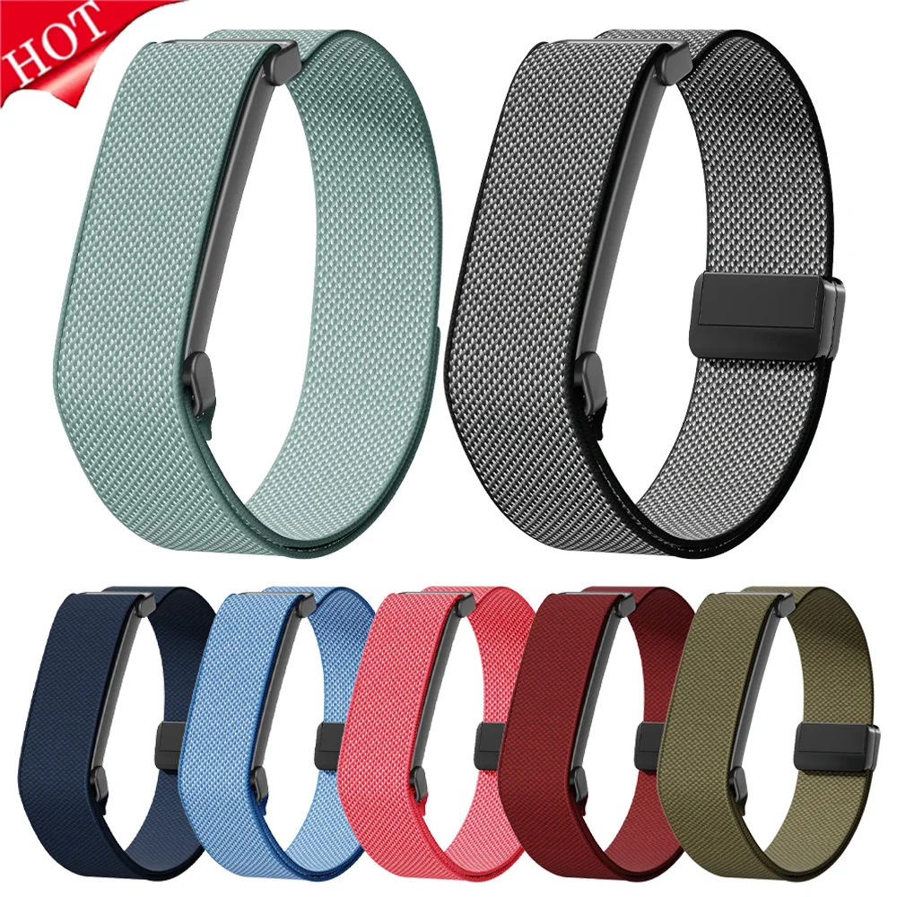 Metallgehäuse + Sport-Nylonarmband für Google Fitbit Air, austauschbares magnetisches Armband, elastisches Schlaufenarmband für Google Fitbit Air