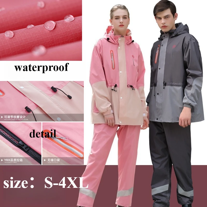 

Motorcycle Rider Raincoat Set for Men Women Reflective Waterproof Split Design rain suit motociclista accesorios