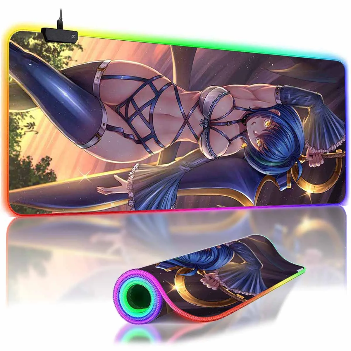 

RGB Backlit Anime Xenovia Quarta Mouse Pad Sexy Anime High S_School DxD H_Hero Overwatch Mouse Mat Non-Slip Gamer Keyboard Mat