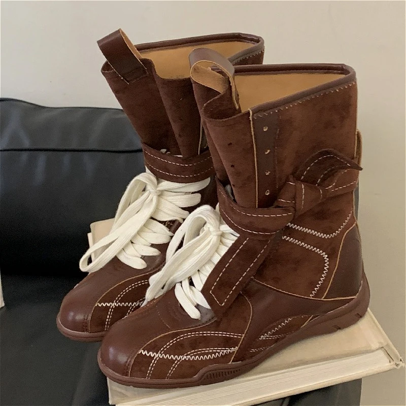 

Дизайнерские женские ботинки на шнуровке в стиле ретро, осенне-зимние новые модные ботильоны, женские брендовые короткие ботинки с увеличенным внутренним размером, женские