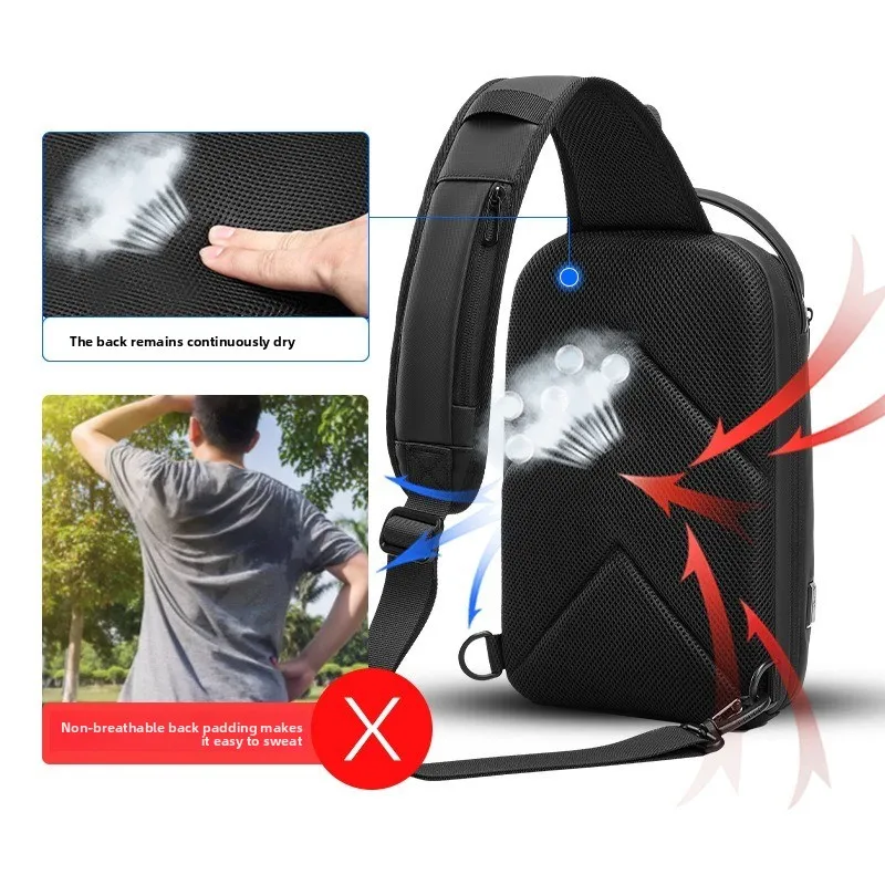 Men's Chest Bag Multifunctional Sling Crossbody Bag Single Shoulder Pack for Sports Cycling Outdoor Daily Use