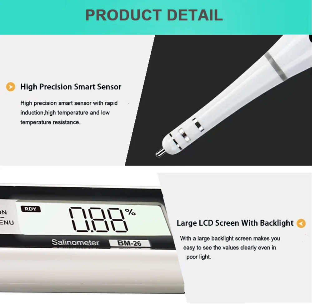 

TULX Portable Plastic Digital Salinity Meter Tester Lab Salinometer Food Salt Meter Waterproof High Accuracy