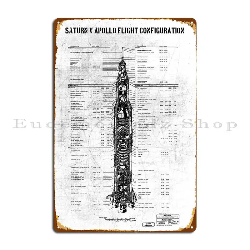 SATURN V APOLLO Metal Sign Bar Cave Wall Decor Wall Mural Cinema Create Tin Sign Poster