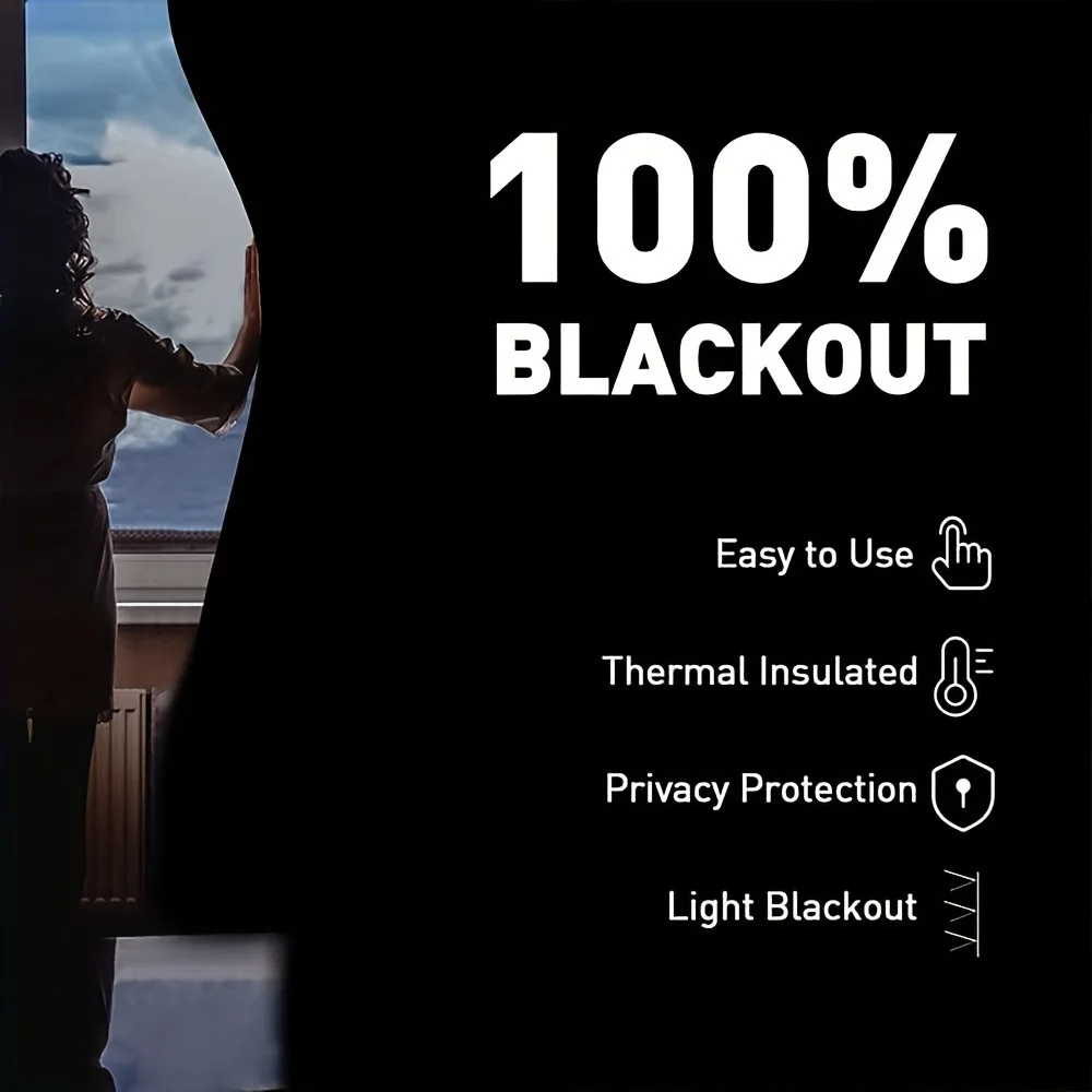 100% Blackout Curtains for Bedroom, Portable DIY Window Blinds, No Drill Window Shades & Blackout Blinds with Stickers & Tabs fo view 6