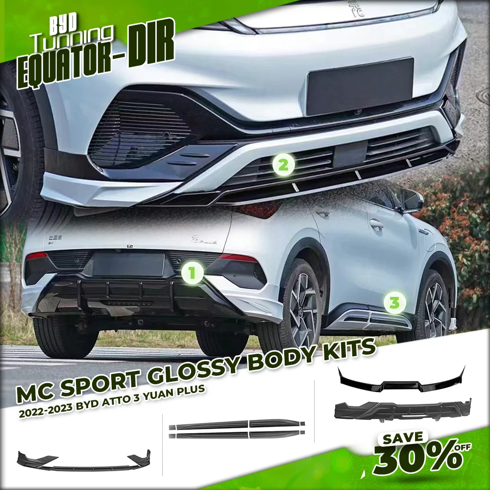 

MC Body Kits For BYD Atto 3 Yuan Plus 2022-2023 Front Bumper Lip Rear Diffuser Side Skirt Spoiler Glossy Carbon Black Tuning