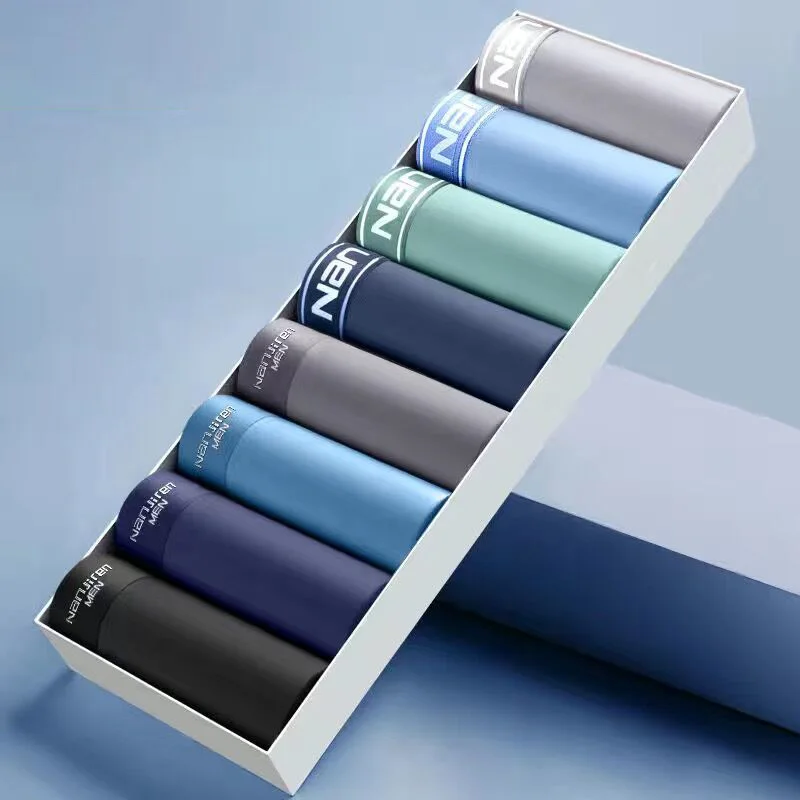 8pcs Boxers Men Boxer Underwear Ice Silk Comfortable Men's Underpants Breathable Panties thin Sexy Men BoxerShorts Plus Size 4XL