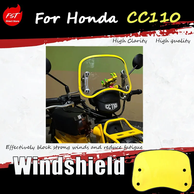 For the modification of Honda CC110, adding thickened windshield and retro accessories for the front windshield.