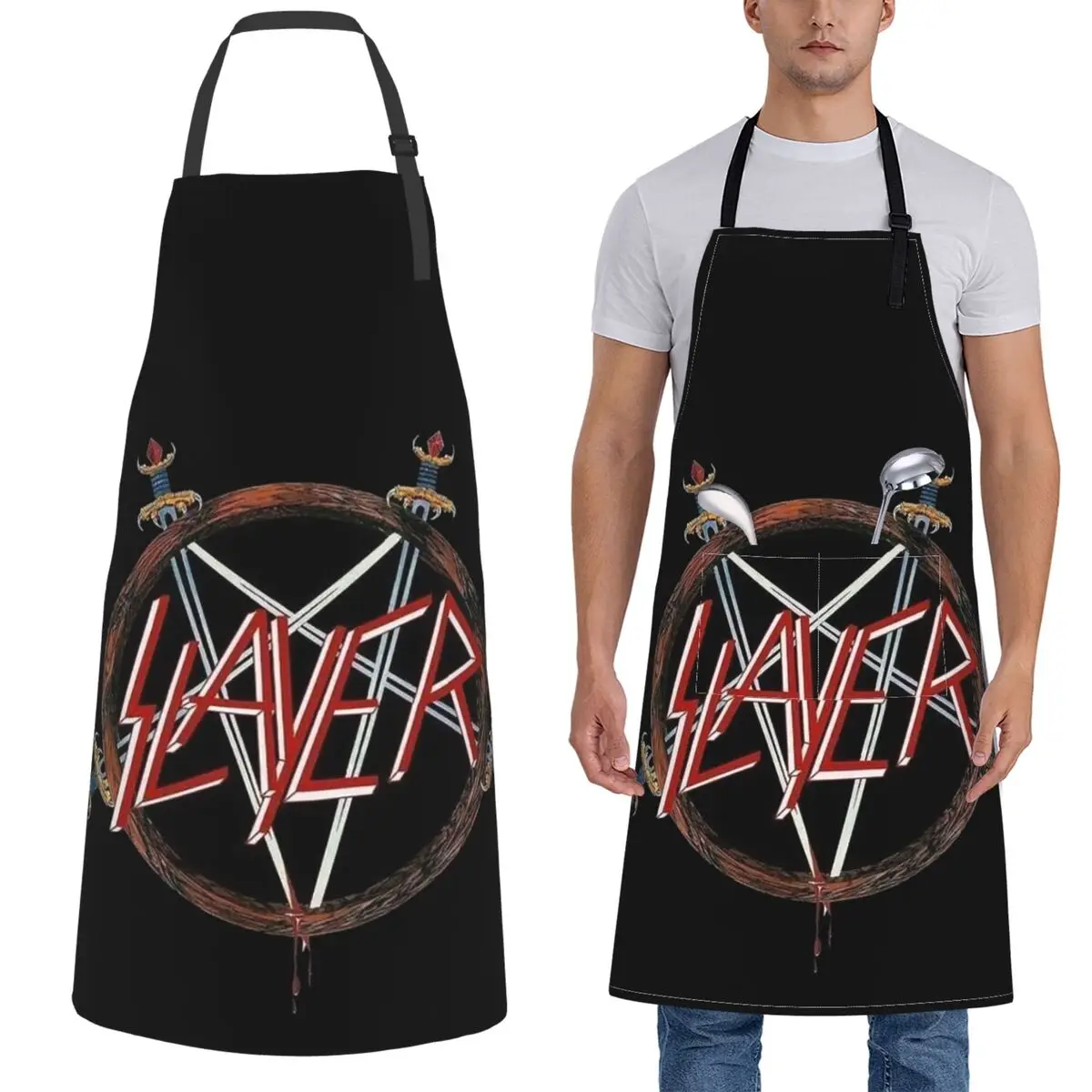 

Slayers Logo Apron Chef Cooking Baking Tablier Sleeveless Bib Kitchen Cleaning Pinafore for Women Men Painting