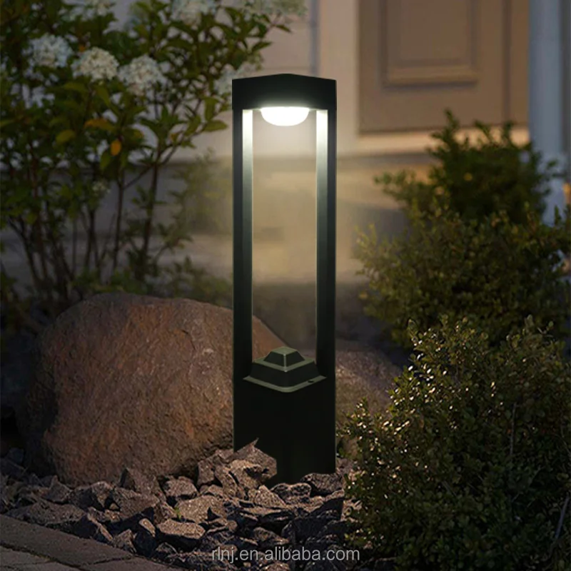 Modern Aluminum Long Square Solar Lamps Outdoor Waterproof LED Lawn Light IP65 AC85~265V Garden Courtyard Street Villa Lighting