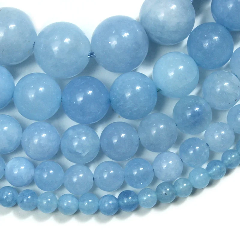 Natural Aquamarines Stone Beads Blue Round Gemstone Bead for DIY Bracelet Necklace Charms Jewelry Making Beaded Accessories image 5