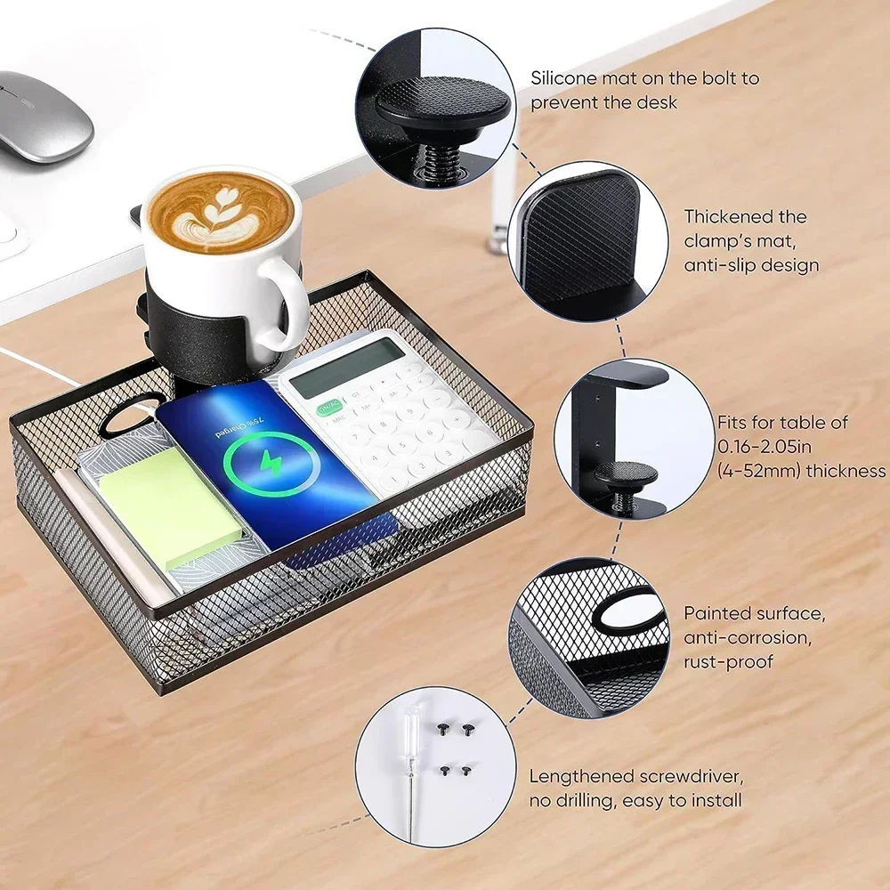 Under-desk Hidden Storage Rack 360° Rotating Desktop Socket Hook Under-desk Storage Drawer No Drilling Required