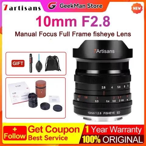 7artisans 10mm F2.8 fisheye Manual Focus MF Full Frame Cameras Len for Nikon Z For Canon RF EOS R for Leica L For⊰Sony E~Mount