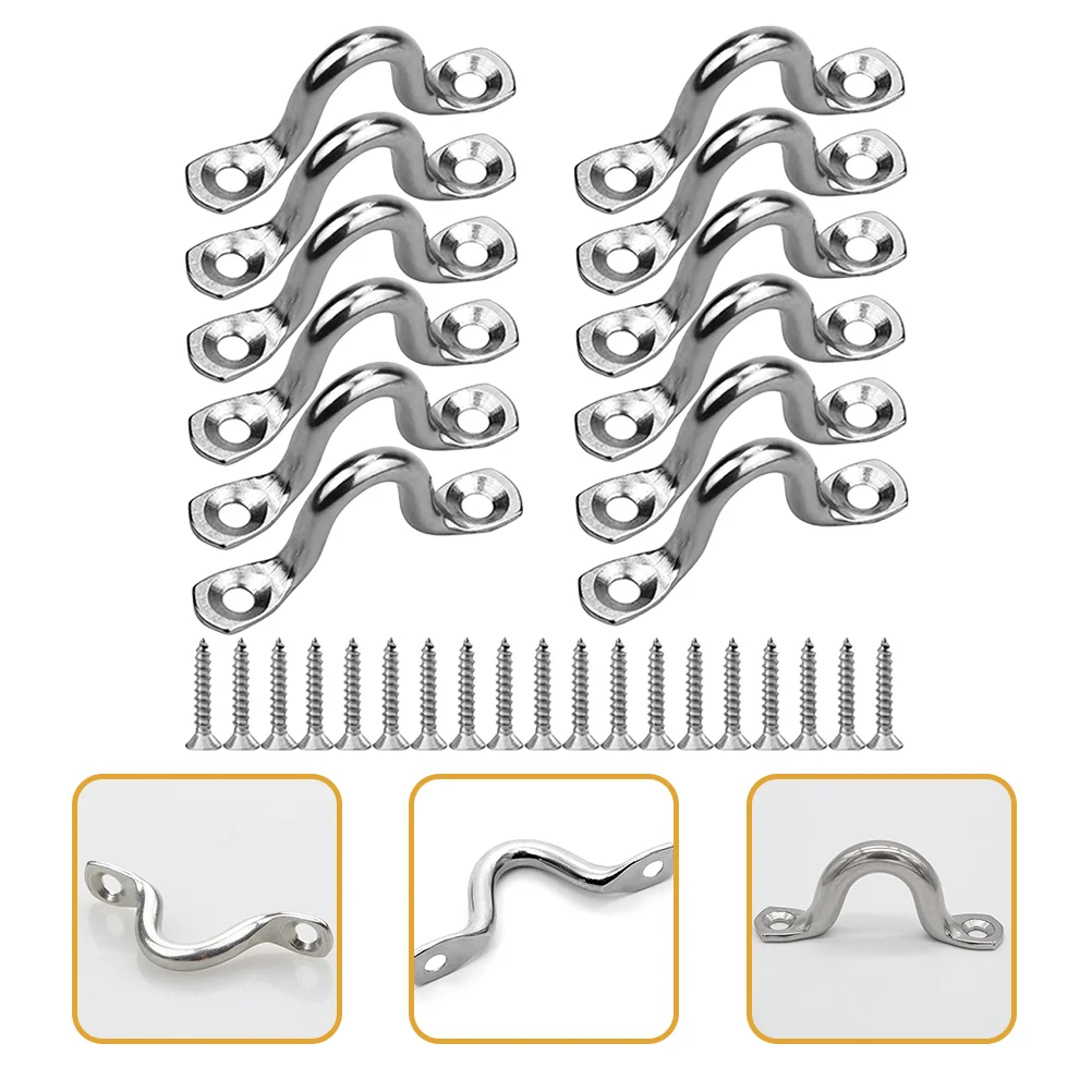 

12 Pcs Kayak Fixed Ring Yacht Handles Boats Pad Eye Straps for Eyes Stainless Steel Tools U Shaped Door Metal Handled