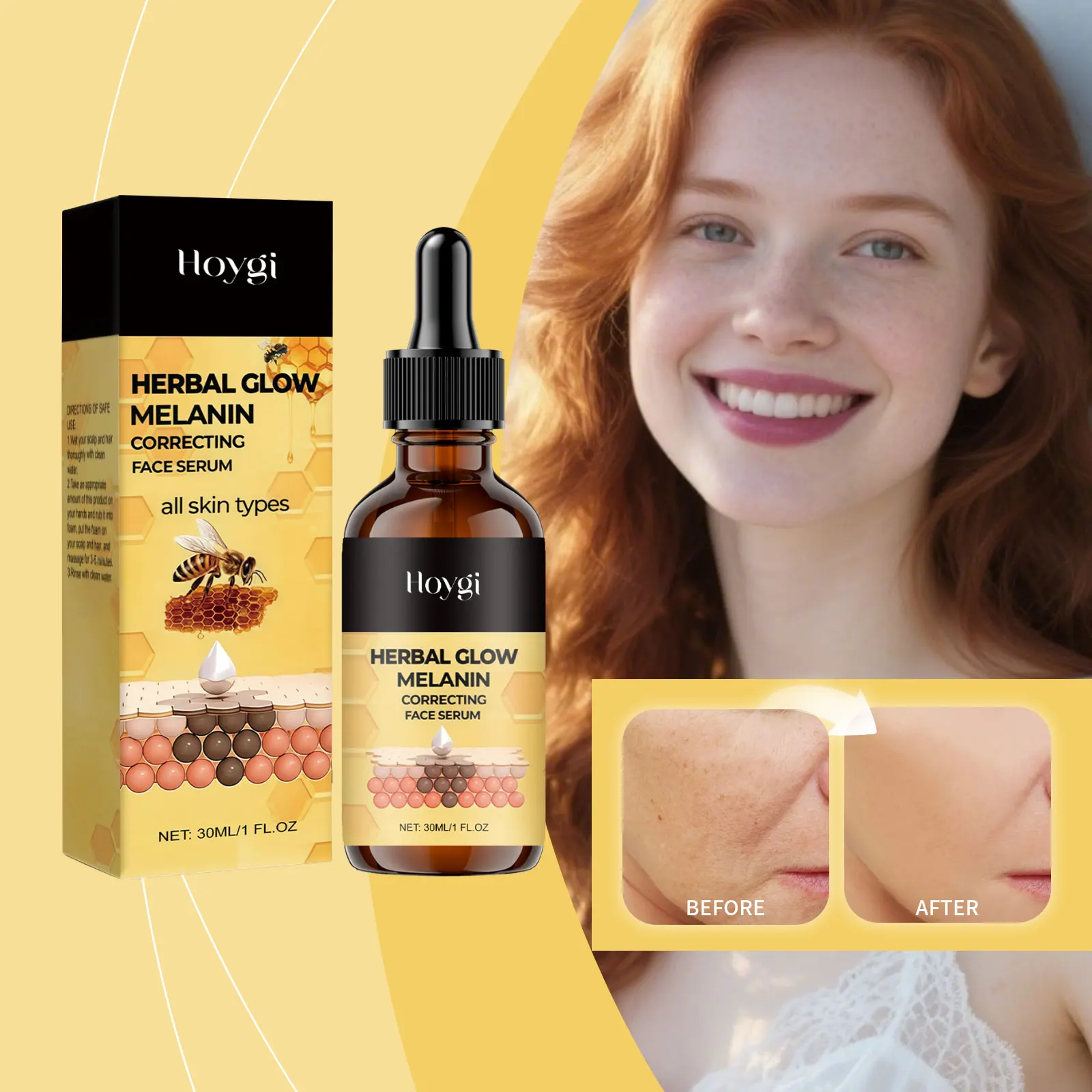 Hoygi Herbal Glow Melanin Correcting Face Serum for Brightening Moisturizing Smooth and Soft Skin All Skin Types
