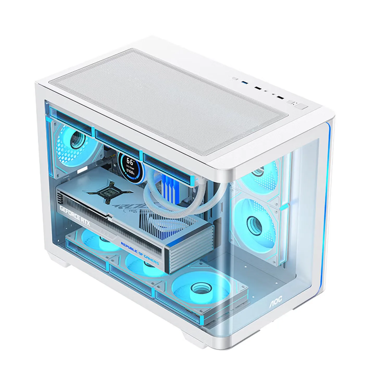 AOC CG355 Sea-view Room Computer Case with Integrated Curved Glass 360-Degree Water Cooling Support And ARGB Lighting Strip
