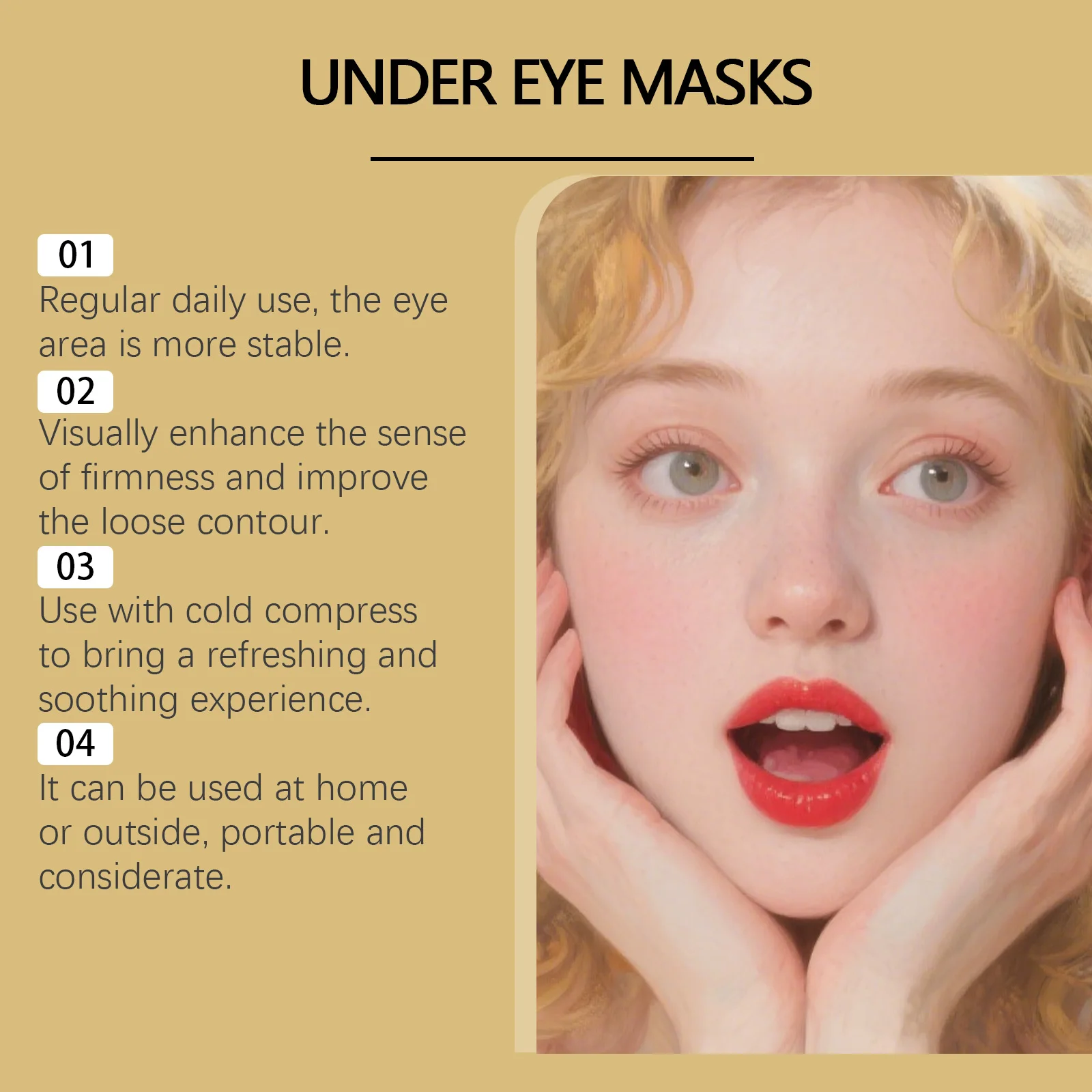 الذهب ترطيب قناع عين الترطيب العميق تخفيف الخطوط الجافة الخطوط الدقيقة ثبات الجلد تفتيح الهالات السوداء الرعاية اليومية قناع عين