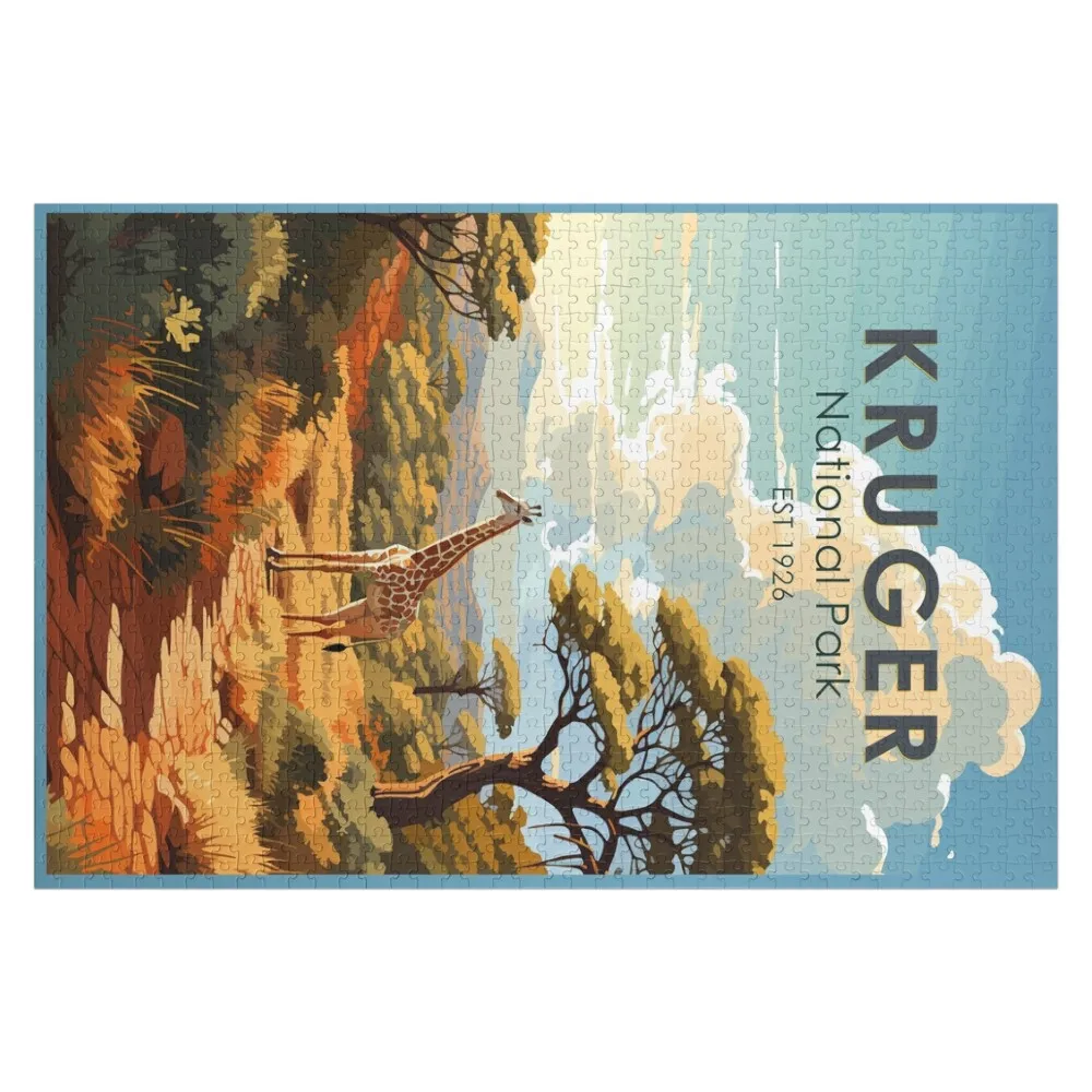 

Национальный парк Кригера, Южная Африка, жираф, путешествие, искусство, винтажная головоломка, деревянное имя, кусочки головоломки для взрослых