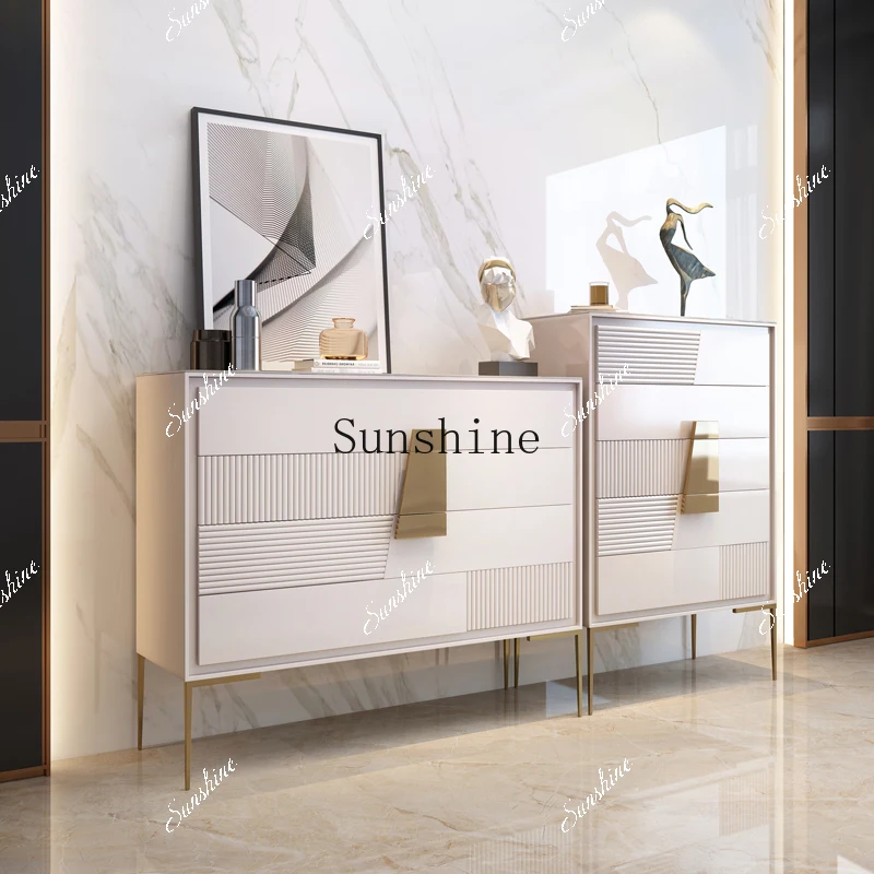 

Italian light luxury simple living room rock slab storage/master bedroom cream wind chest of drawers FT