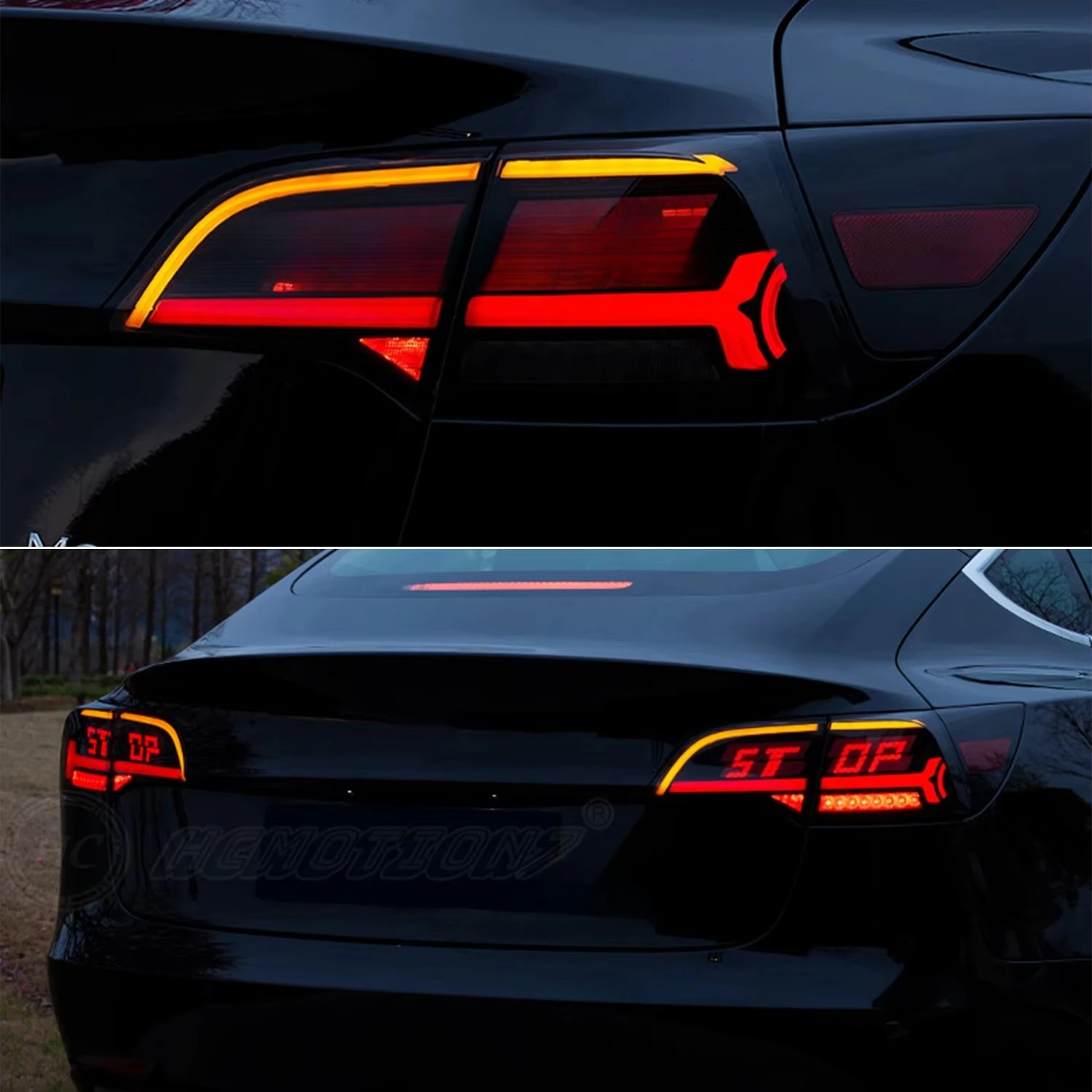

HCMOTIONZ OLED Pattern Tail Light Assembly for 2017-2023 Model 3 Car Rear Back Lamps Accessories New Condition