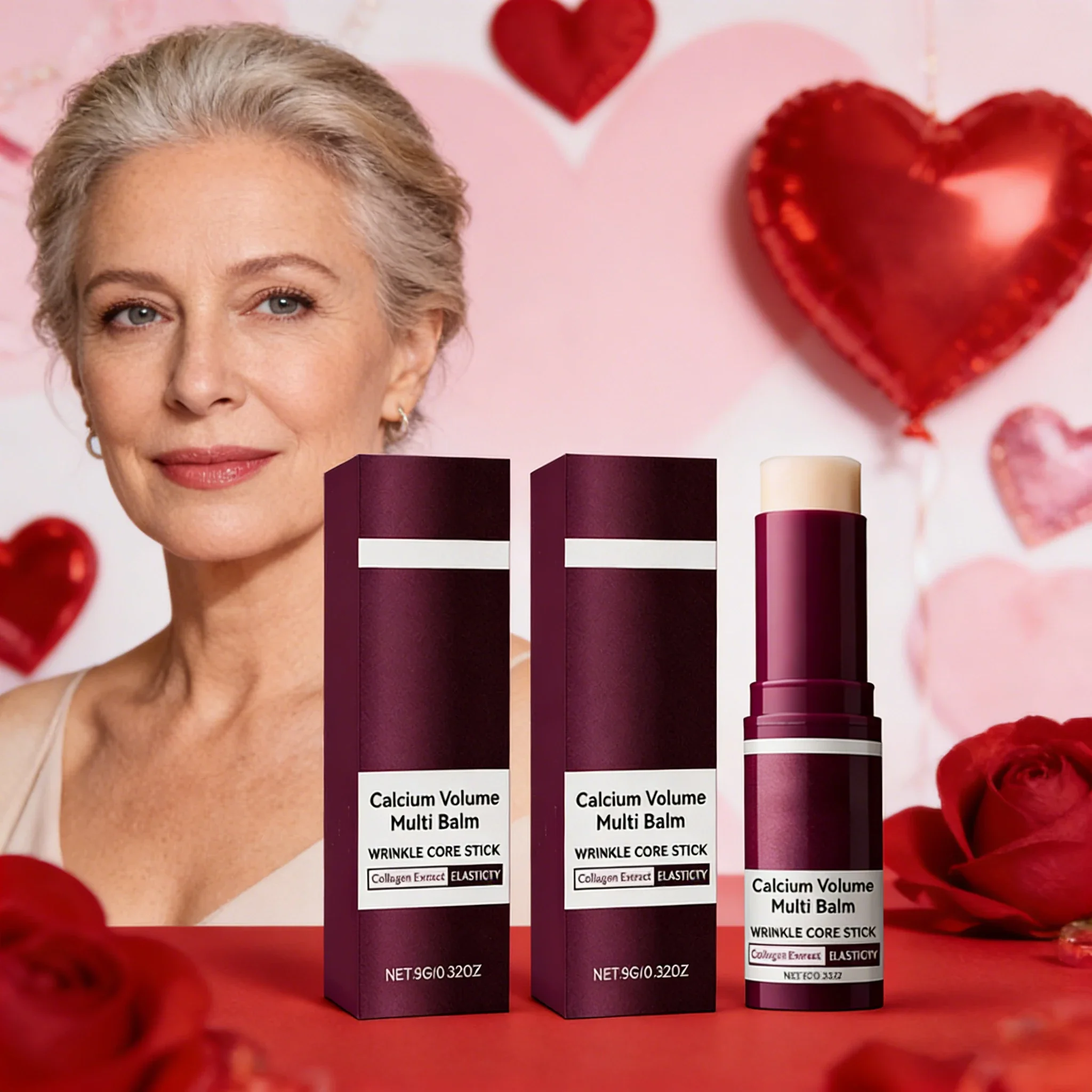 Barra de Crema para Ojos con Calcio para Piel Seca, Hidratante, Reparadora, Antiarrugas, Cuidado de los Ojos, Regalo para el Día de San Valentín