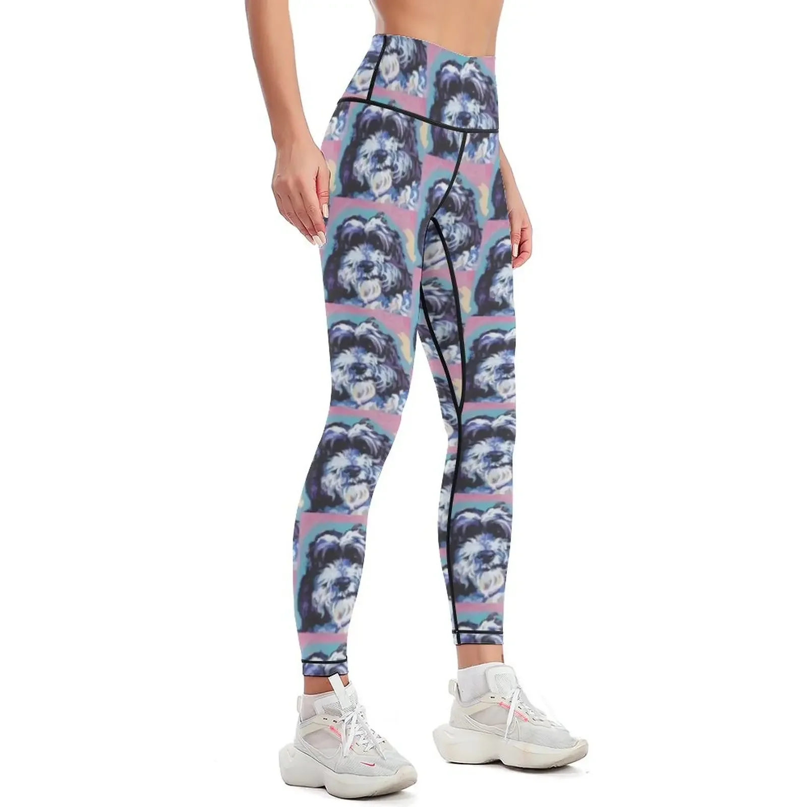 Cockapoo Dog Bright colorful pop dog art Leggings Fitness woman legging push up Womens Leggings