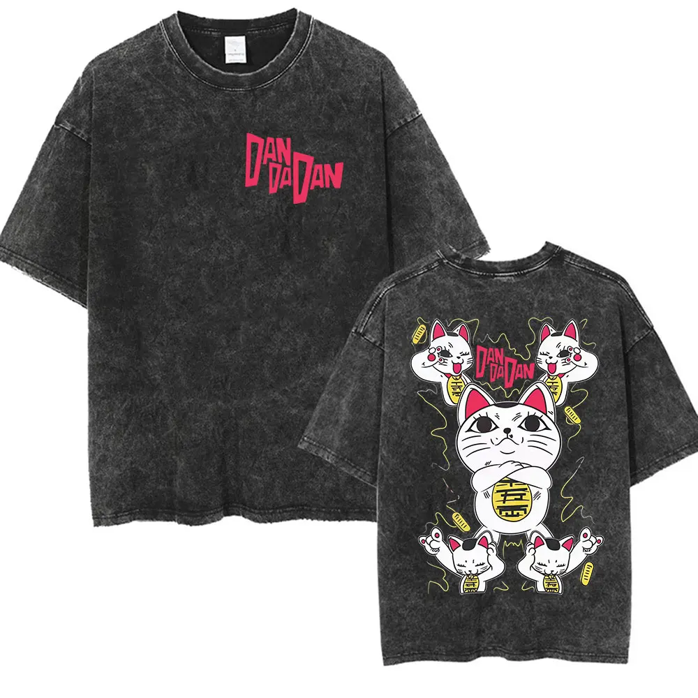 

Футболка с графическим принтом в стиле японского аниме Dandadan Okarun Dan Da Dan, винтажная, с эффектом потертости, для мужчин и женщин, модная, в стиле Y2K, из высококачественного хлопка
