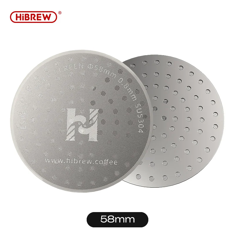 HiBREW Double-Layer Puck Screen 51mm 58mm 304 Stainless Steel Even Water Distribution for Espresso Machine