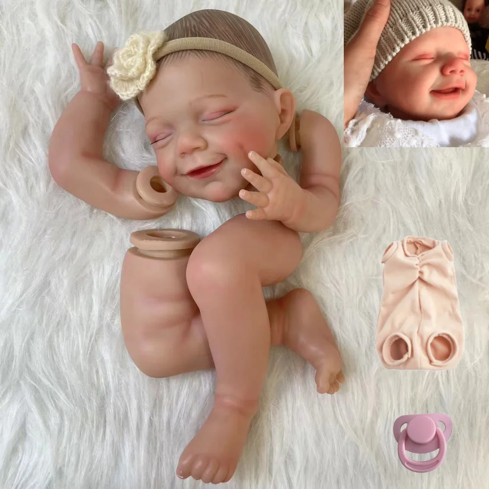 

20Inch Already Painted Reborn Doll Kit April Hand-rooted Eyelashes Unassembled DIY Doll Parts With Cloth Body Toy Figure lol