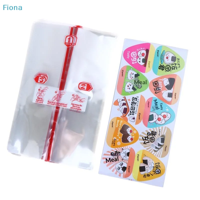 ✔ Envoltorios para Onigiri con Pegatinas Bonitas, Bolsas para Onigiri con Cintas de Sellado, Empaques para Bolas de Arroz Bento para Sushi Casero