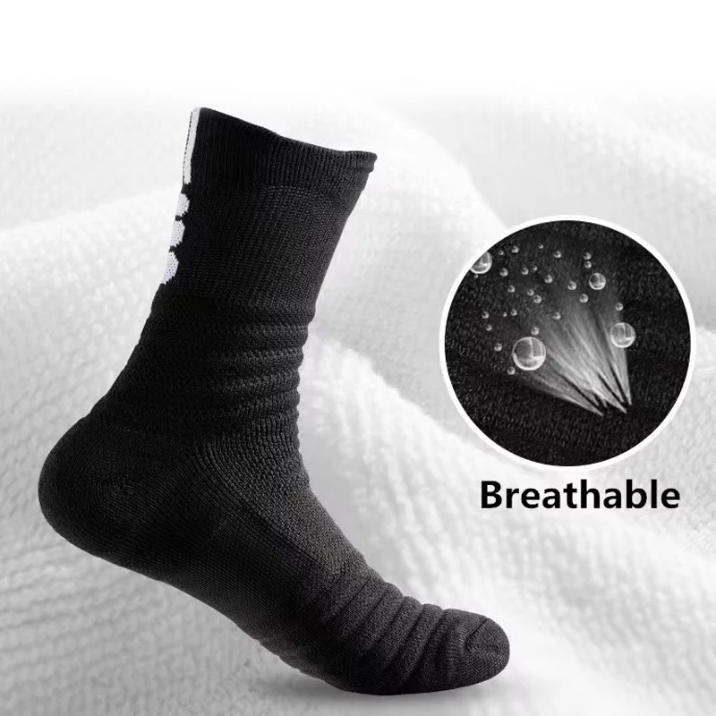 3pairs/Lot Men's Socks Compression Stockings Breathable Basketball Sports Cycling Socks Moisture Wicking High Elastic Tube Socks