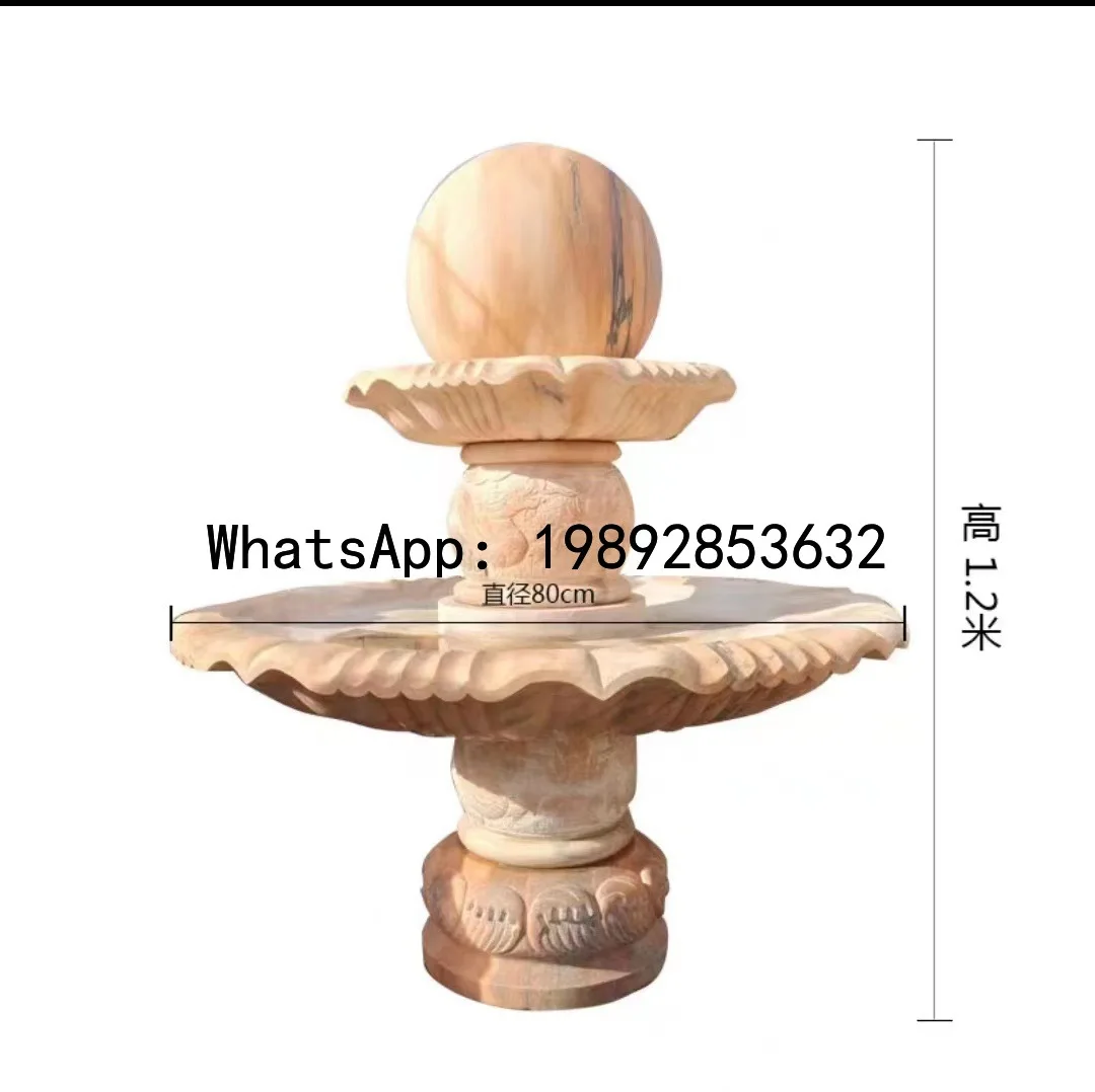 Z4  Feng Shui Ball European Style Marble Sunset Red Fountain Flowing Water Garden Landscape Community Villa Ornament