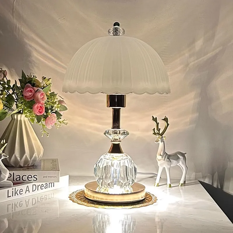 Crystal desk lamp high-end fashion simple bedroom bedside lamp light luxury versatile study wedding home view 5