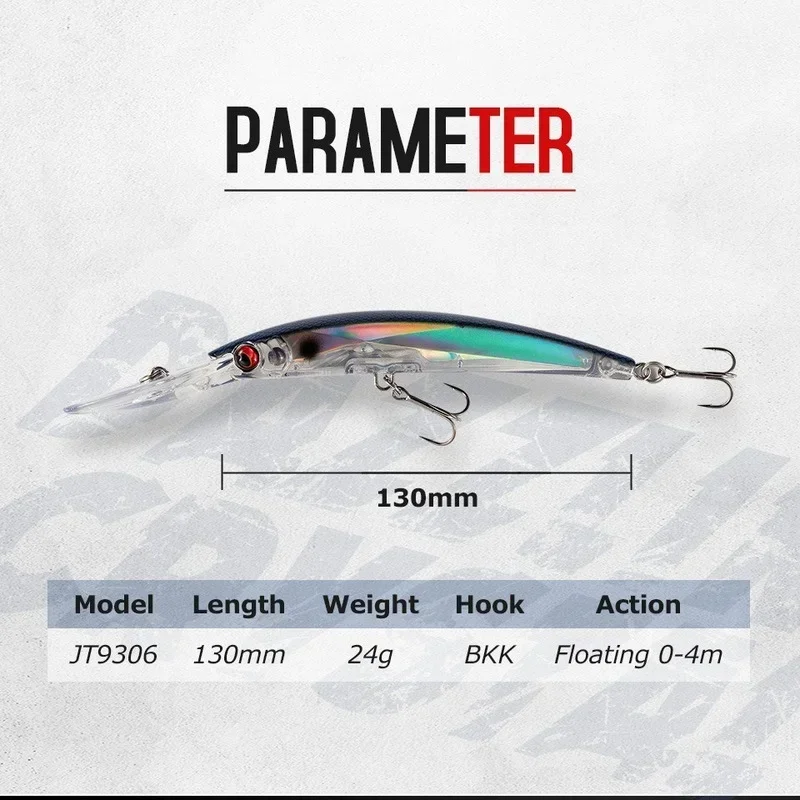 Deep Diver Minnow Sinking Fishing Lure Wobblers 130mm 24g Crystal 3D Hard Bait Megabass Cranbait Japanese Wobblers for Pike Bass