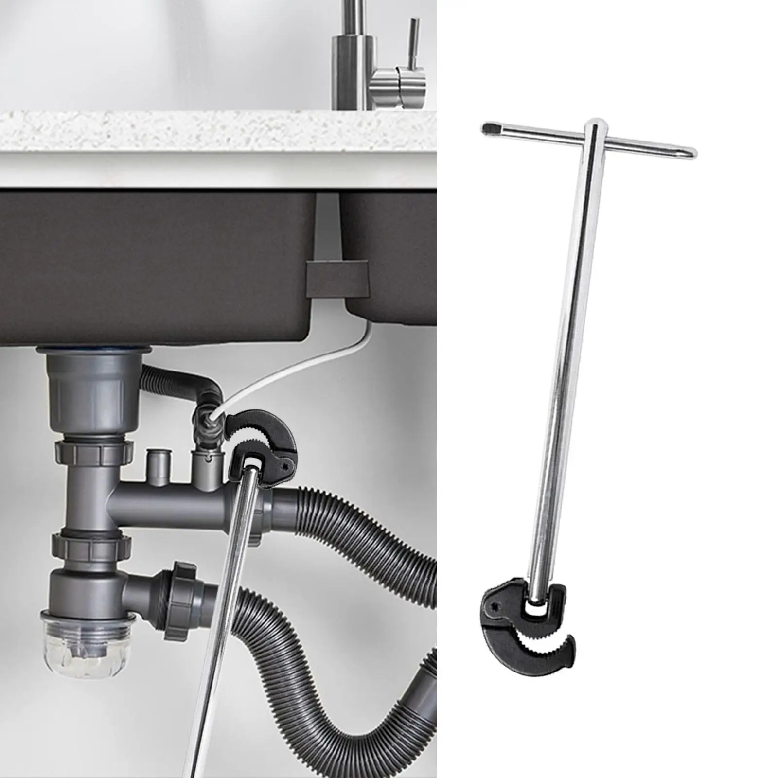 Basin Wrench for Fixing Back and Union Nuts Under Sink Plumbing Applications