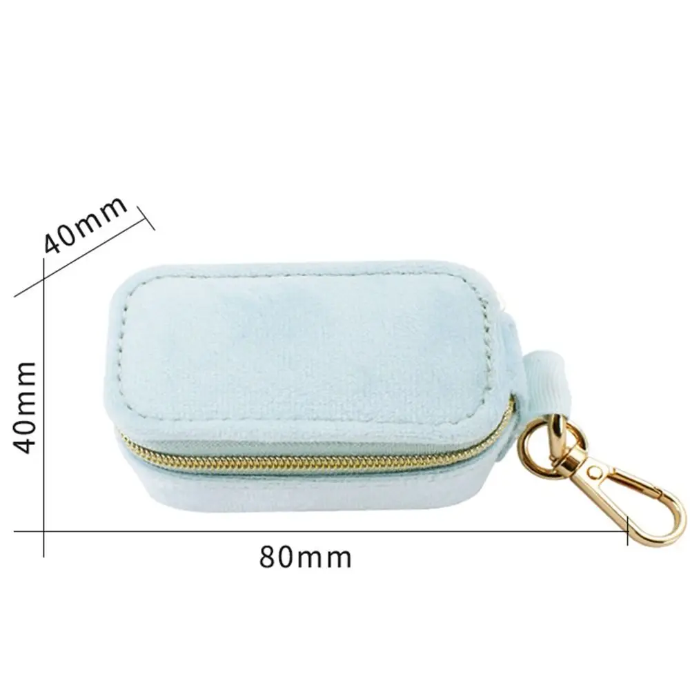 High Quality Velvet Mini Jewelry Boxes with Key Chain Hanging Type Jewelry Organizer Portable Zipper Jewelry Storage Case Travel