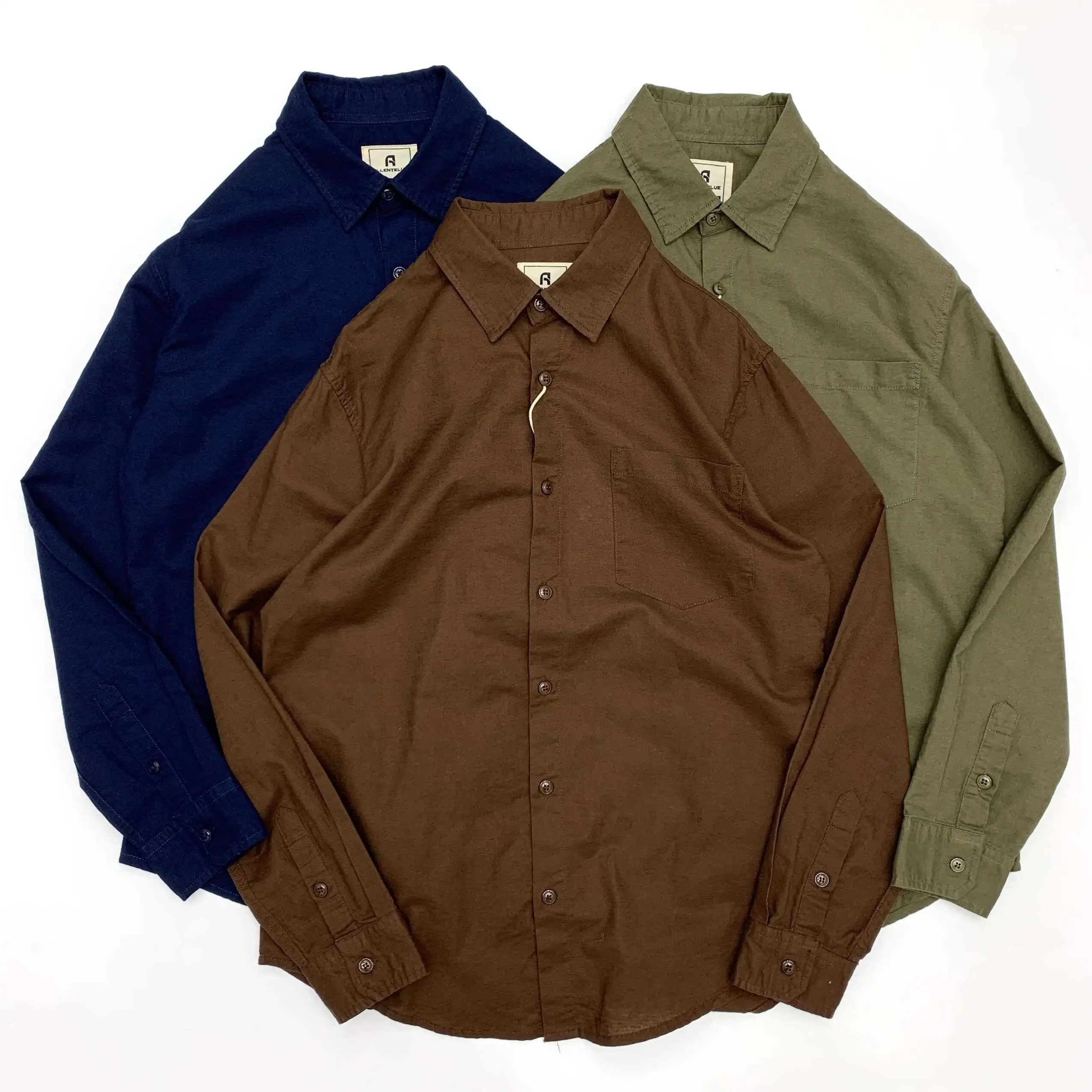 Men's Minimalist Shirt Sold Color Lightweight Cotton Linen Relaxed Fit Long Sleeve Shirt Breathable Casual Vacation Tops