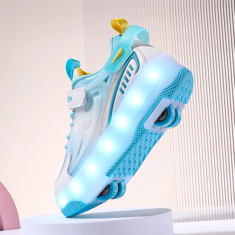 كعب الأطفال الجديد لخريف وشتاء 2025: أحذية دوارة غير مرئية للأولاد والبنات ذات 4 عجلات قابلة للسحب