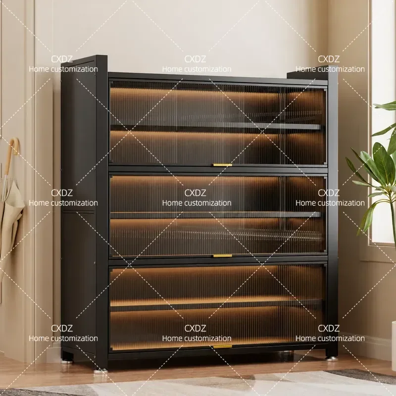 Household Shoe Cabinet Home Storage Locker Integrated Steel Multi Layer Door Dust Proof Large Capacity Shoe Rack