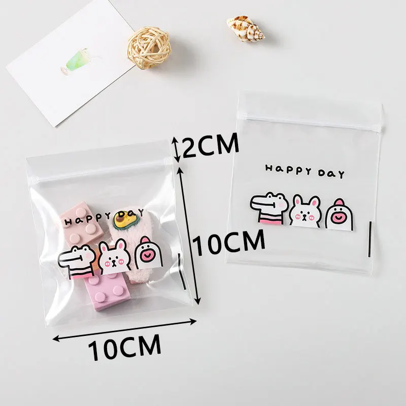 50PCS 20PCS Cute Cartoon PE Zipper Bag Transparent Plastic Self sealing Bag for DIY Jewelry Card Packaging Bag Snack Toy Pouches