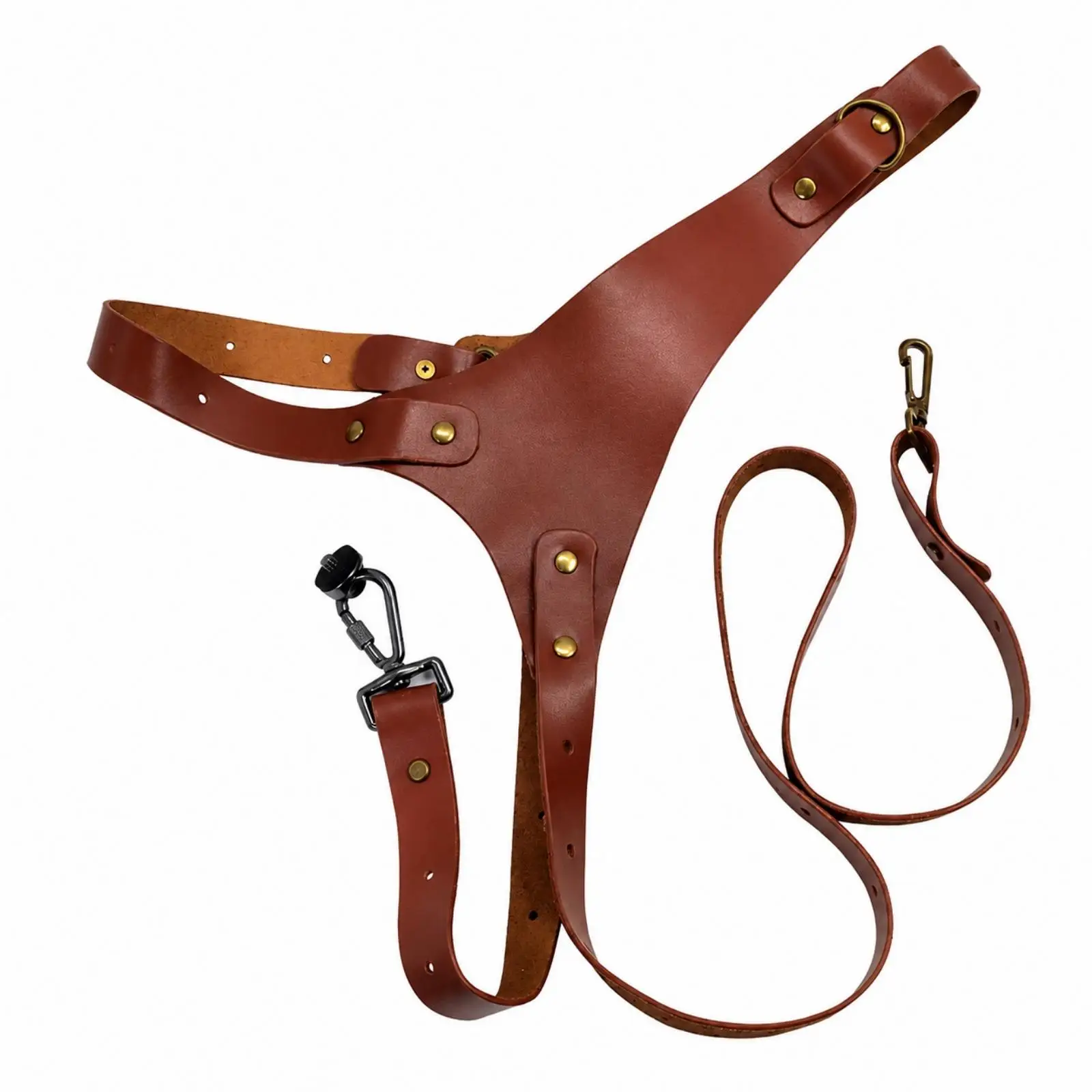 Leather Camera Shoulder Strap Adjustable Leather Camera Strap with Brass Rivets Comfortable for Photographers, Everyday
