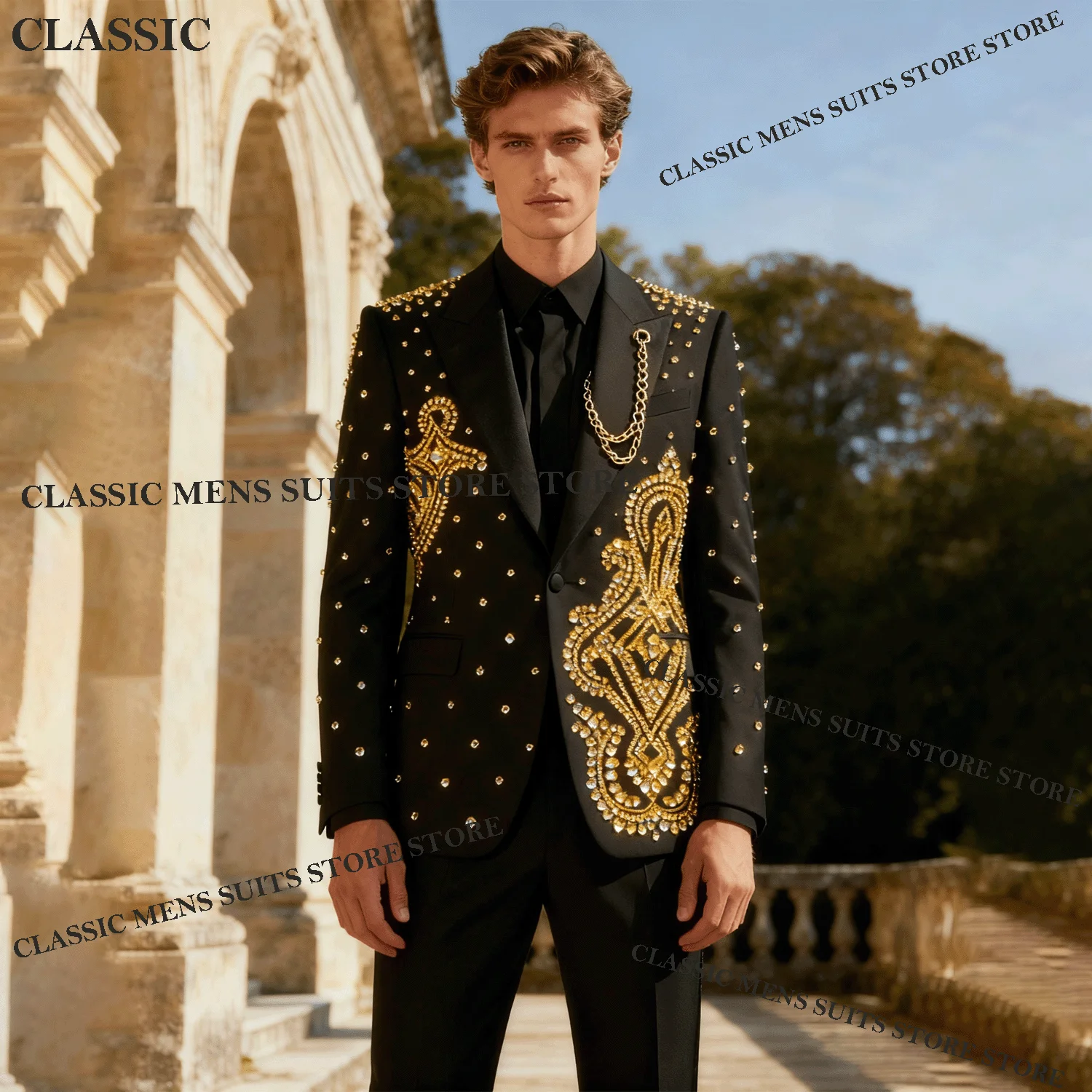 

Индивидуальные металлические ювелирные изделия с орнаментом, смокинг, мужские блестящие костюмы, комплект из 2 предметов, свадебный пиджак для жениха, мужской пиджак для выпускного вечера, тонкий вечерние Ternos Completo