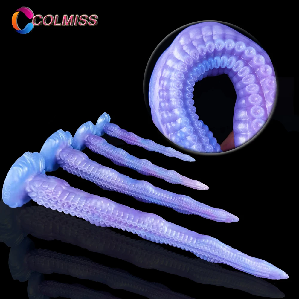 COLMISS 21.6 Inches Tentacles Dildo Soft Silicone Long Penis Realistic Animal Dildo With Strong Suction Cup Lesbian Gay Sex Toys