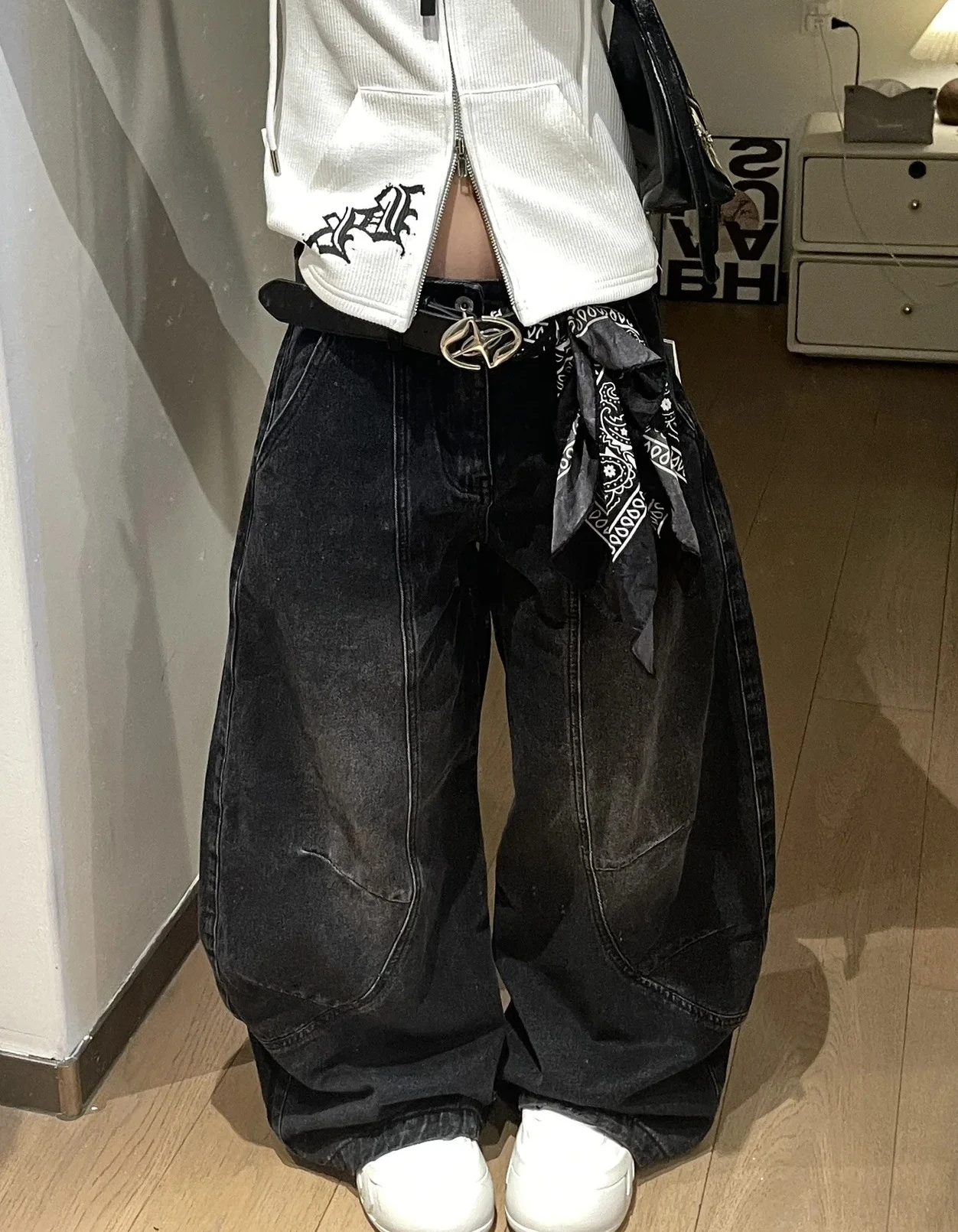 

Женские модные художественные свободные прямые джинсы, ленивые универсальные простые джинсы в стиле Харадзюку с длинными краями ножей