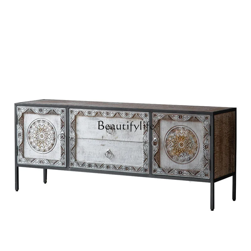 Wholesale American Country Retro Distressed Carved Audiovisual Cabinet B & B Creative Decoration TV Cabinet Wedding