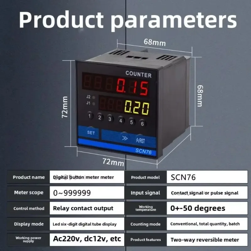 High Precision Electronic Digital Display Instrument Counter Roller SCN76 Encoder Controller for Edge Banding Plastic Counting