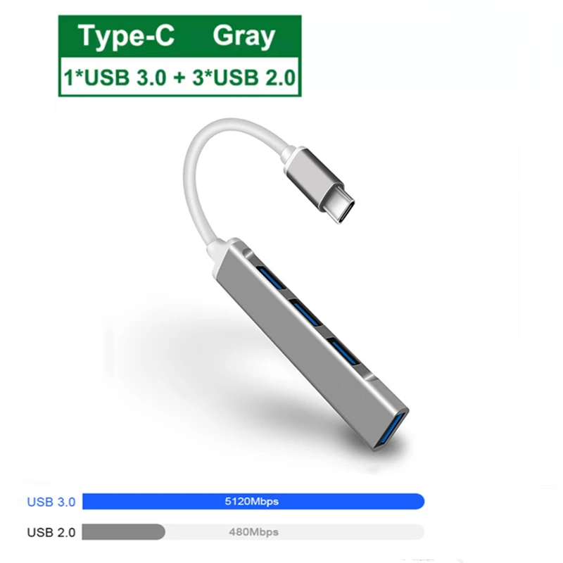 4 Port USB 3.0 Hub USB Hub High Speed type C Splitter 5Gbps For Macbook Computer Accessories Multiport HUB 4 USB 3.0 2.0 Ports